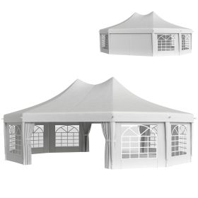 Outsunny 29' x 21' Canopy Party Event Tent with 2 Pull-Back Doors, White