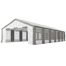 Outsunny 20' x 40' Heavy-duty Large Wedding Tent, Outdoor Carport Garage Party Tent, Patio Gazebo Canopy with Sidewall, Gray