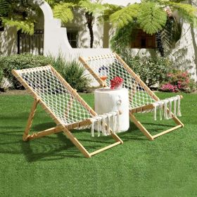 Set of 2 Weaving Chair, with Handwoven Rope for Patio, Living Room, Garden, Balcony
