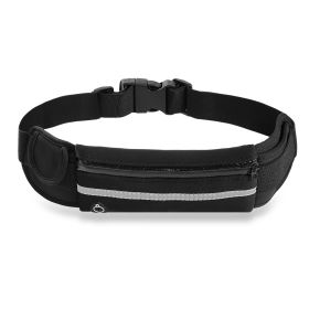 1Pc Sports Waist Bag Running Belt Pack Waterproof Adjustable Waist Pouch (Color: Black)