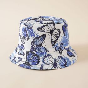 Fisherman hat European and American hat tide double-sided wear fashion creative basin hat cover face breathable hat sun hat (Color: Butterfly)