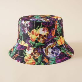 Fisherman hat European and American hat tide double-sided wear fashion creative basin hat cover face breathable hat sun hat (Color: skull)