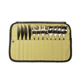 Outdoor Camping Cutlery Set With Storage Bag (Color: As pic show, Type: Style B)