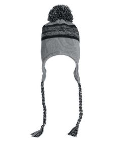 J America 5007JA Backcountry Knit Pom Hat (Color: Grey, size: OS)